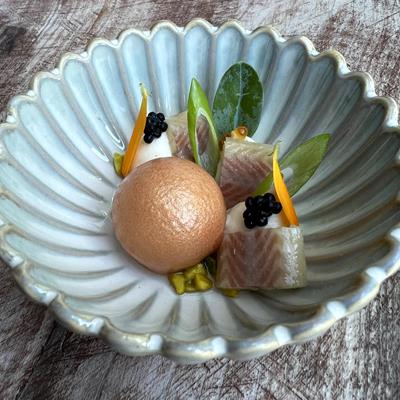 Perle de crustacé - truite - céleri